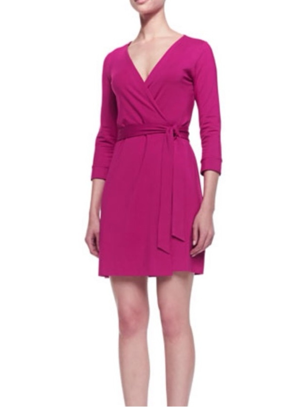 Diane von Furstenberg DVF Magenta Pink New Julian Two Viscose Jersey Wrap Dress